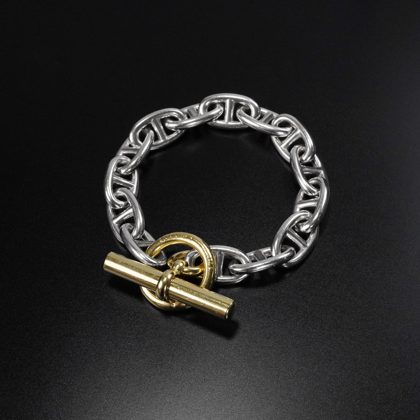 HERMES シェーヌダンクル GM14 YGコンビ ブレスレット