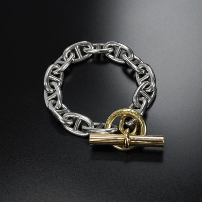 HERMES シェーヌダンクル GM13 コンビブレスレット 筆記体刻印