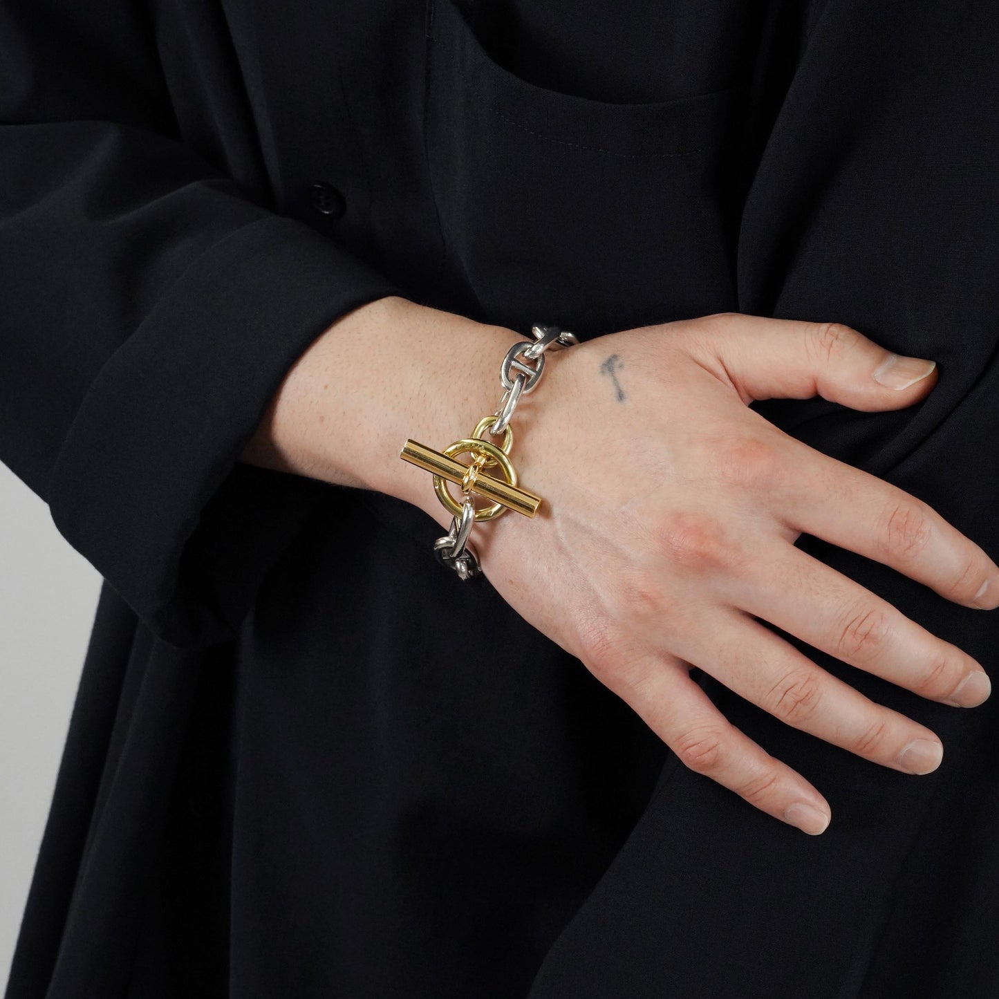 HERMES シェーヌダンクル GM13 コンビブレスレット 筆記体刻印