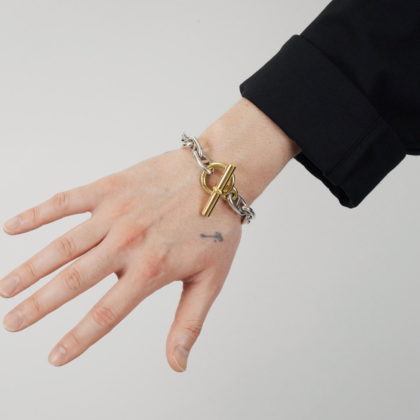 HERMES シェーヌダンクル GM13 コンビブレスレット 筆記体刻印