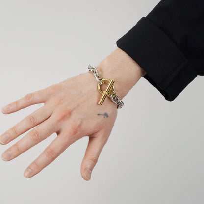 HERMES シェーヌダンクル GM13 コンビブレスレット 筆記体刻印