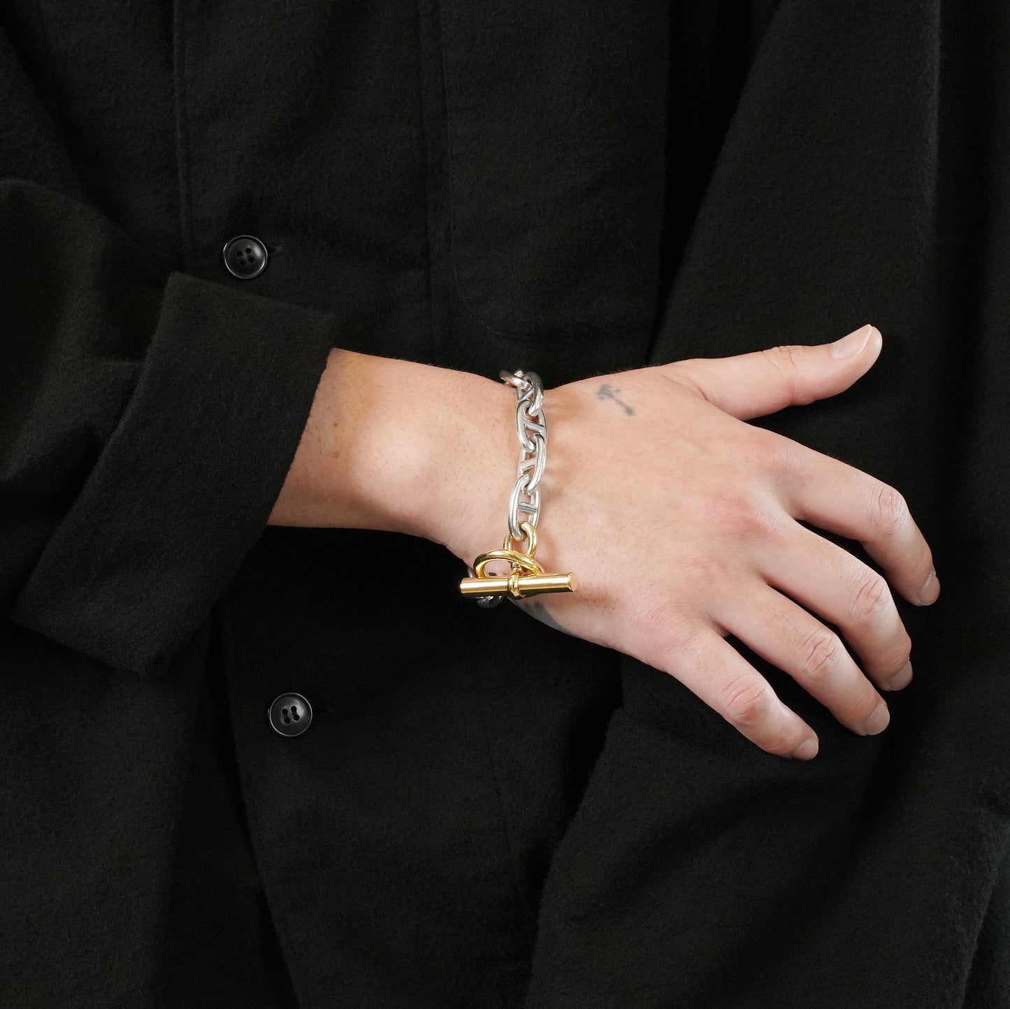 HERMES シェーヌダンクル GM13 YGコンビ ブレスレット