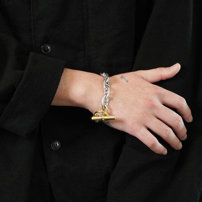 HERMES シェーヌダンクル GM14 YGコンビ ブレスレット