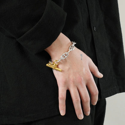 HERMES シェーヌダンクル GM14 YGコンビ ブレスレット
