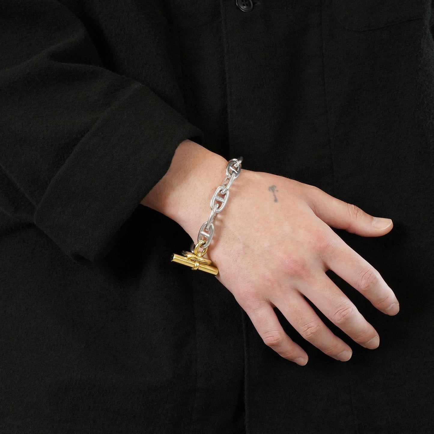 HERMES シェーヌダンクル GM14 YGコンビ ブレスレット